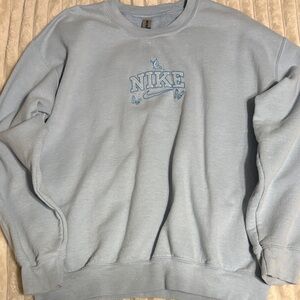 Nike logo Sky Blue Crewneck with butterflies